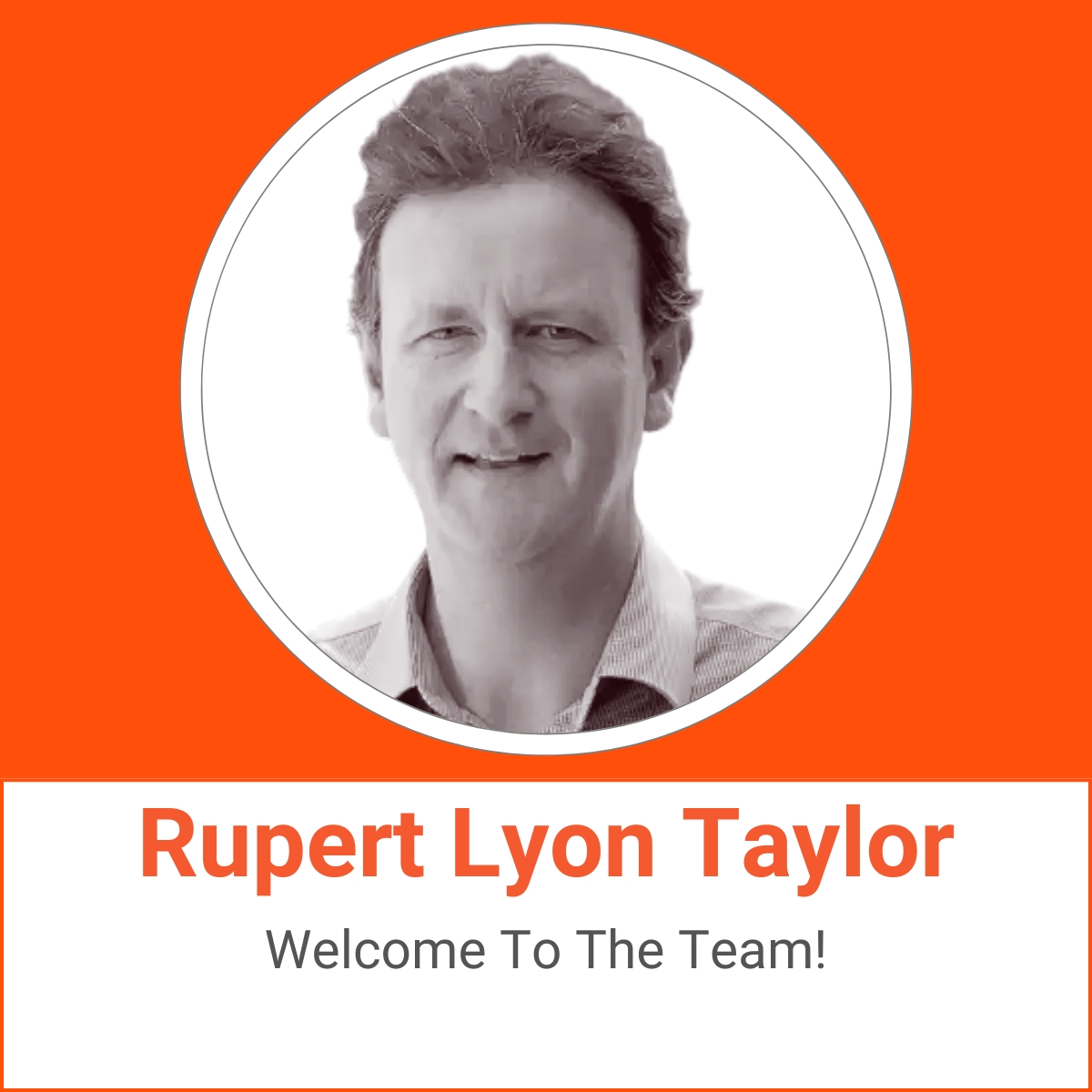 Graphic with a black and white photo of Rupert Lyon Taylor